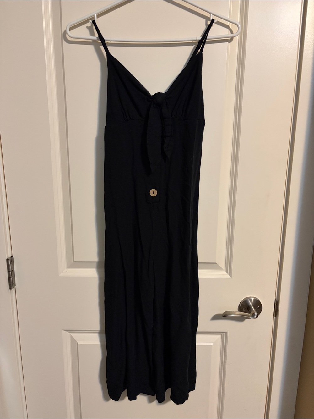 Black Spaghetti-Strap Tie-Front Maxi Dress